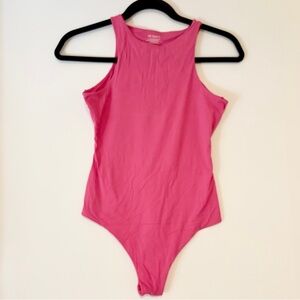 PUMIEY High Neck Sleeveless Bodysuit Sexy Tank Tops Smoke Cloud Blush, Size S